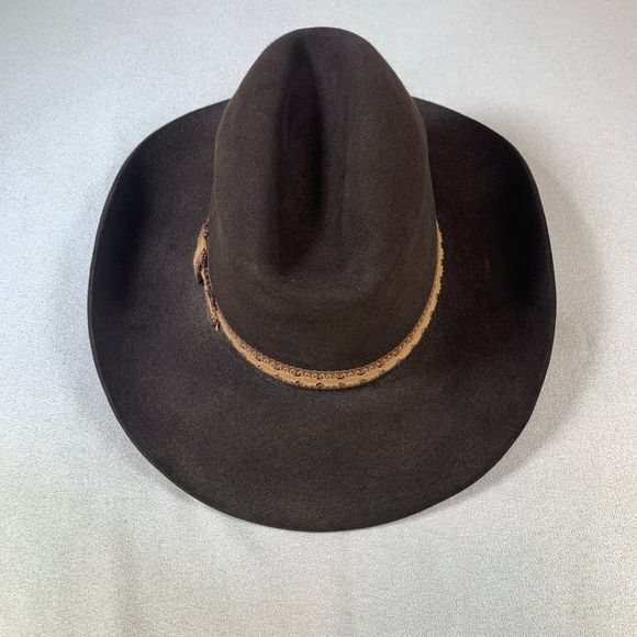Vintage Stetson Mallory Western Cowboy Hat Dark Brown Pure Wool Men's Unisex M - Picture 4 of 11